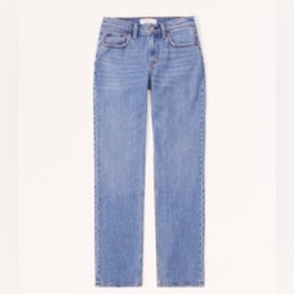 abercrombie medium wash curve love mid rise 90's straight jean size 25